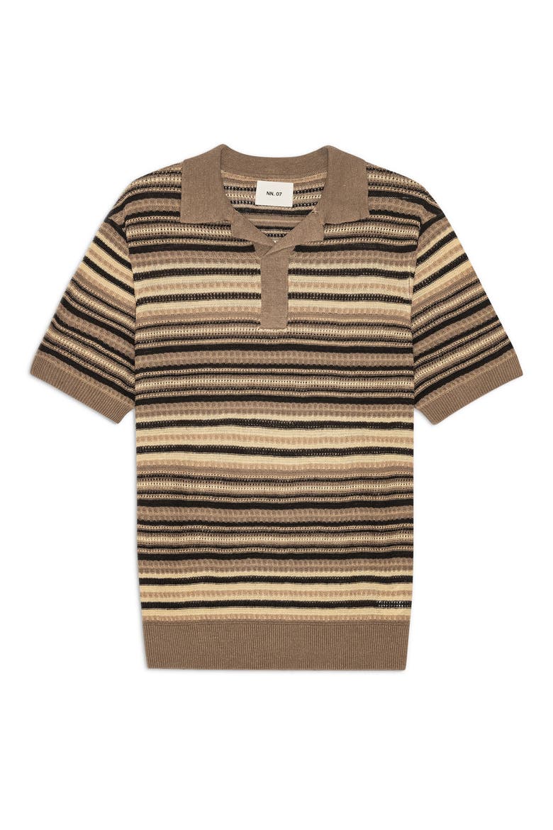 Noam Stripe Linen Polo, Alternate, color, MABLE HUSK