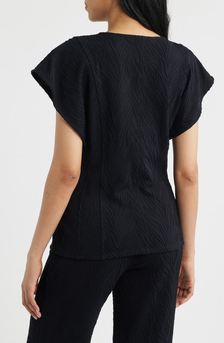Anne Klein Texture Flutter Sleeve Top, Alternate, color, Anne Black