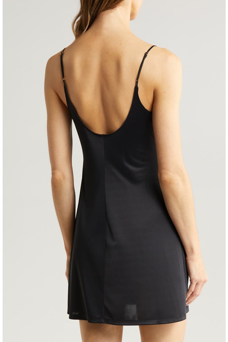 Feathers Essentials Satin Chemise, Alternate, color, BLACK