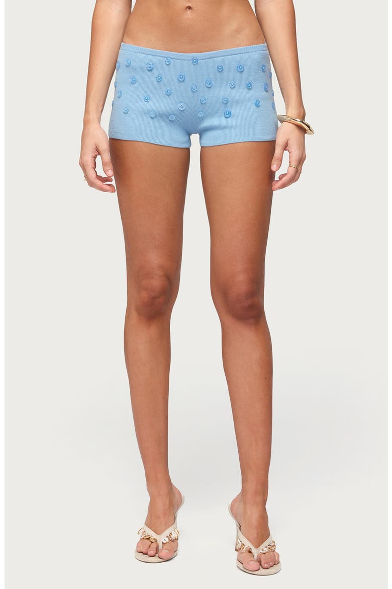 Nataly Button Cotton Knit Shorts, Main, color, LIGHT-BLUE
