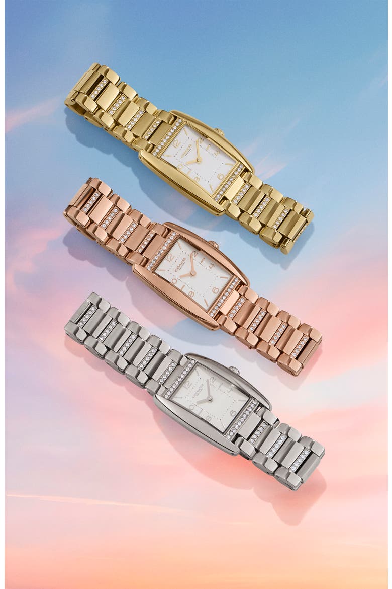 Reese Crystal Rectangular Bracelet Watch, 24mm, Alternate, color, ROSE GOLD