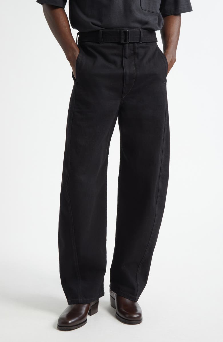 Lemaire Twisted Seam Belted Barrel Leg Jeans, Main, color, Black