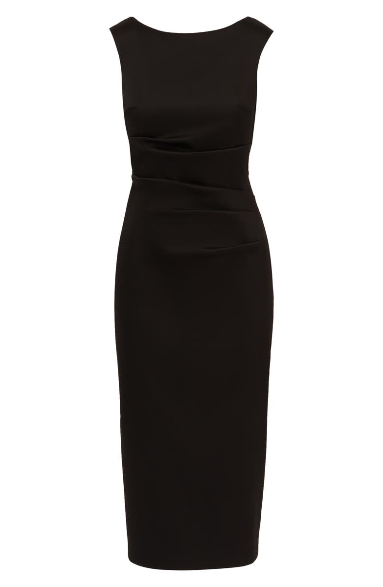 Aidan Mattox by Adrianna Papell Stretch Mikado Cocktail Midi Dress, Alternate, color, Black