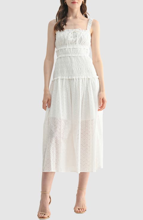 Cotton Eyelet Midi Sundress