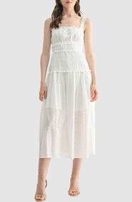 All in Favor Cotton Eyelet Midi Sundress