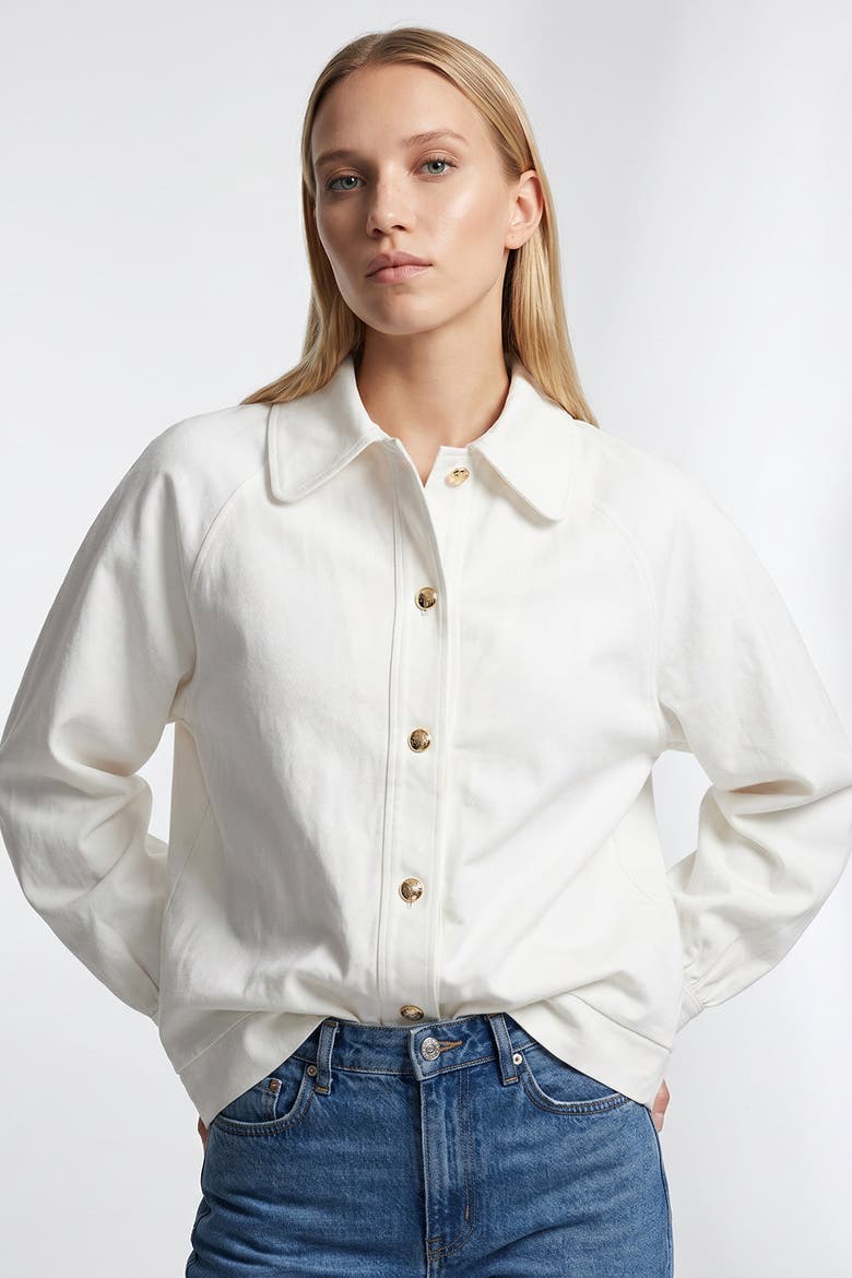 Delancy Shirt Collar Long Sleeve Jacket, Alternate, color, Ecru