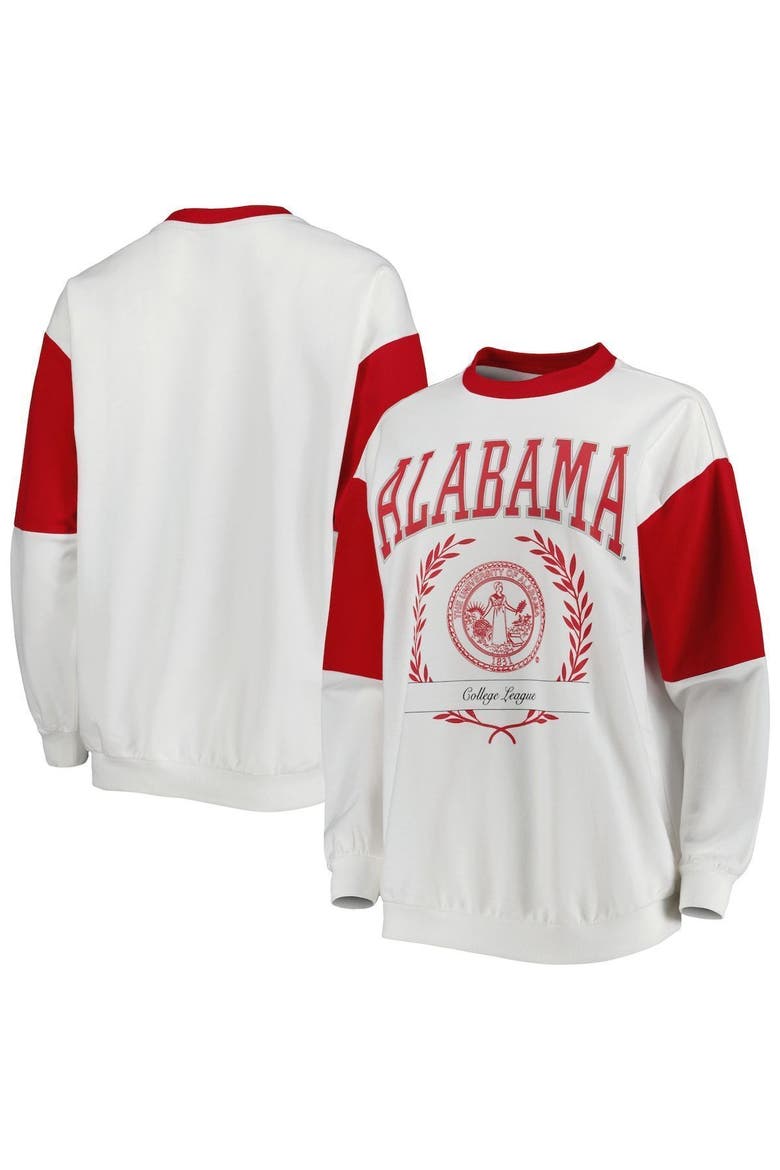 Women's Gameday Couture White Alabama Crimson Tide It's A Vibe Dolman Pullover Sweatshirt, Main, color, Crimson