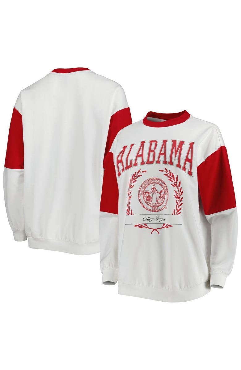GAMEDAY COUTURE Women's Gameday Couture White Alabama Crimson Tide It's A Vibe Dolman Pullover Sweatshirt, Main, color, Crimson