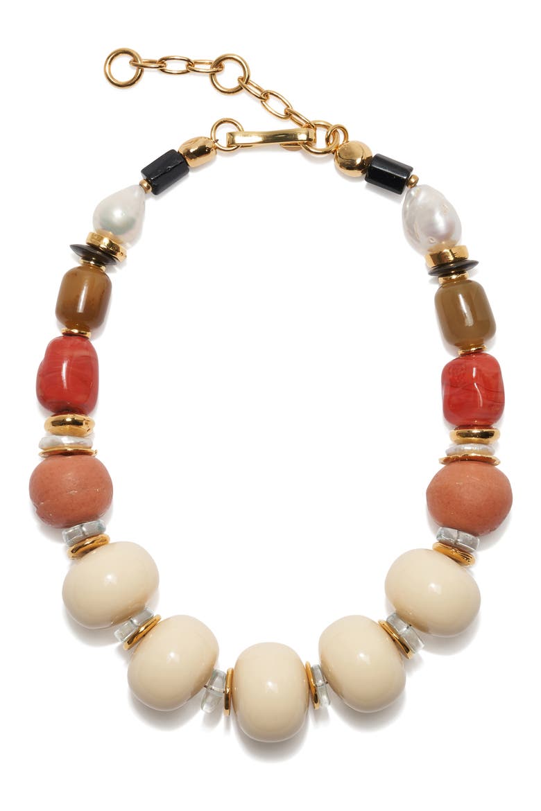 Ilios Bead Necklace, Main, color, BEIGE MULTI