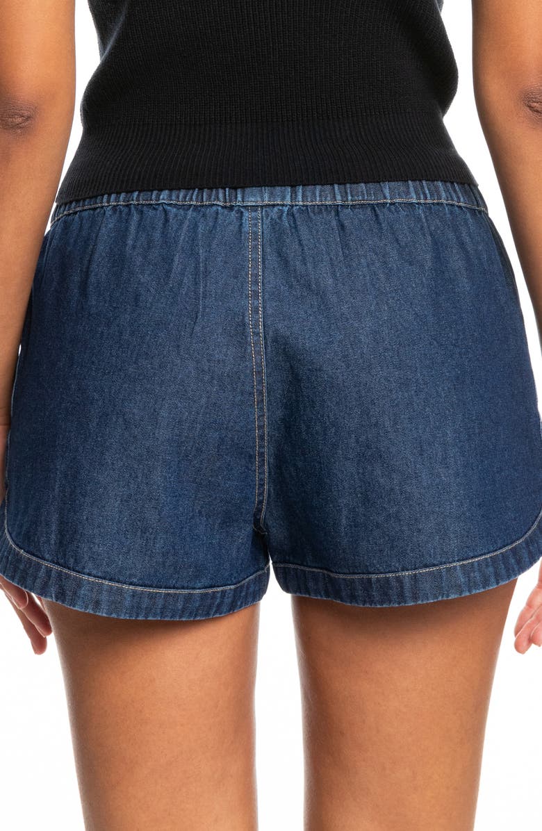 Roxy New Impossible Drawstring Cotton Denim Shorts, Alternate, color, 