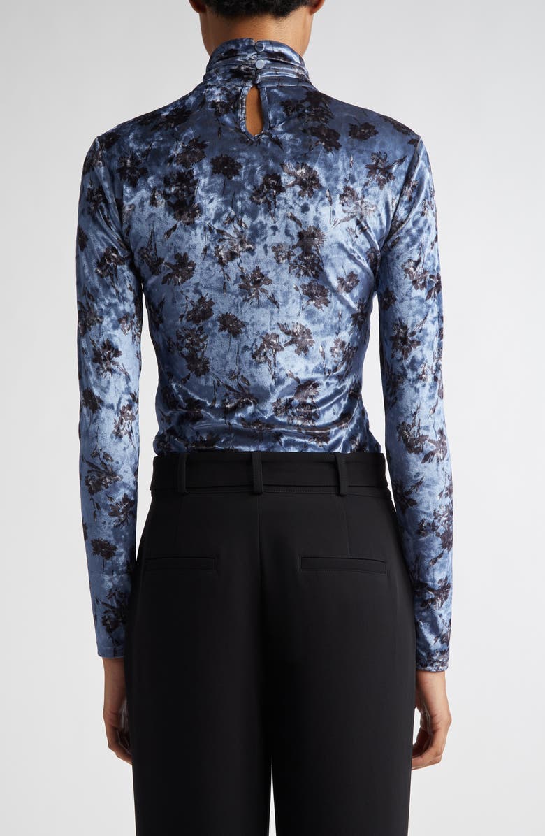 Cinq à Sept Kiara Carnation Print Velvet Turtleneck, Alternate, color,