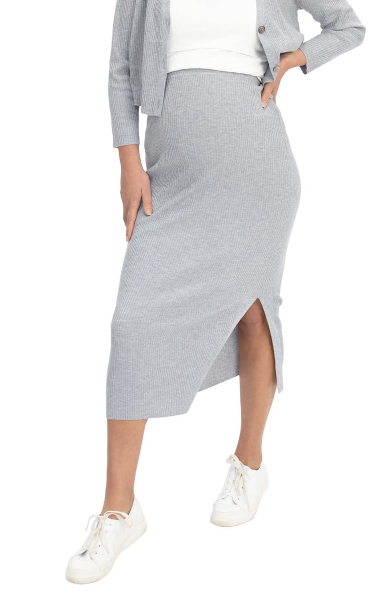 Angel Maternity Rib Maternity Midi Skirt, Alternate, color, 