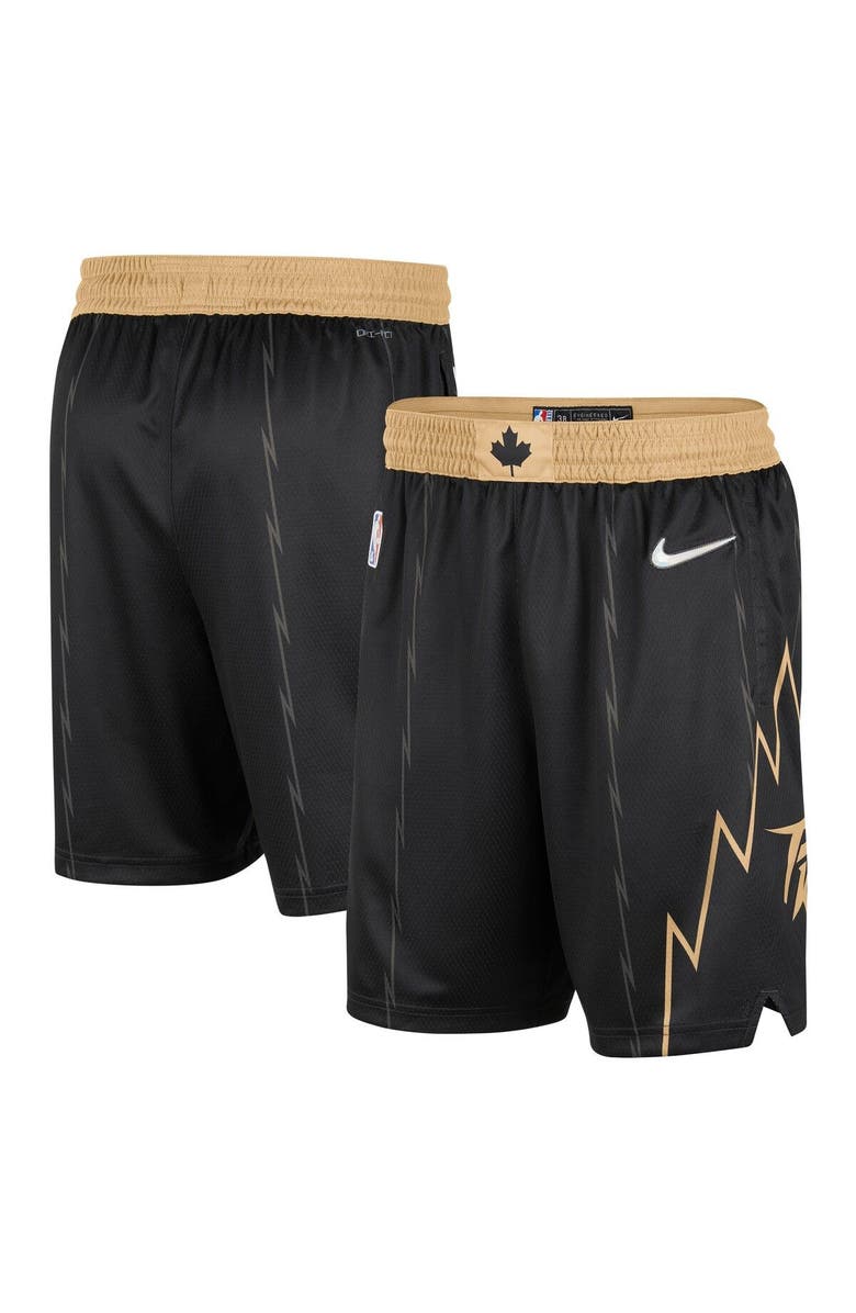 Nike Men's Nike Black/Gold Toronto Raptors 2021/22 City Edition Swingman Shorts, Main, color, 