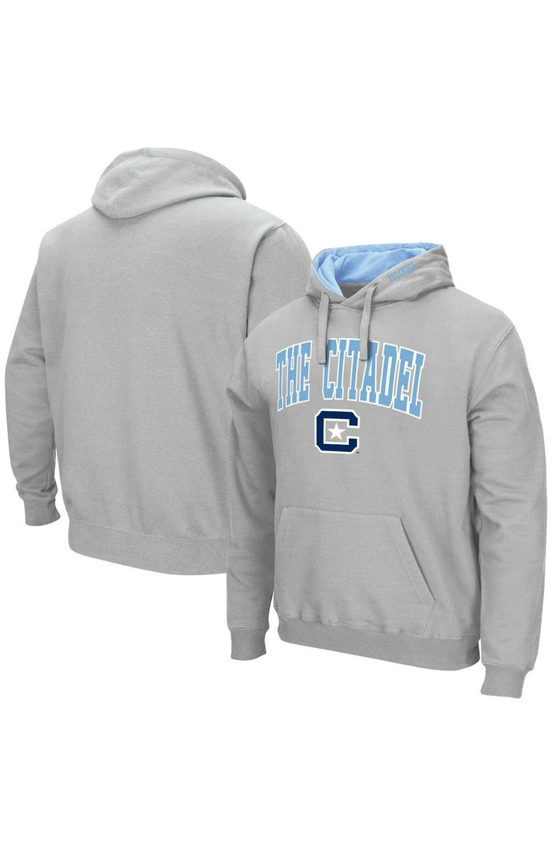 COLOSSEUM Men's Colosseum Gray Citadel Bulldogs Arch & Logo 3.0 Pullover Hoodie, Alternate, color, Gray
