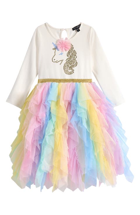 Kids' Unicorn Handkerchief Hem Dress