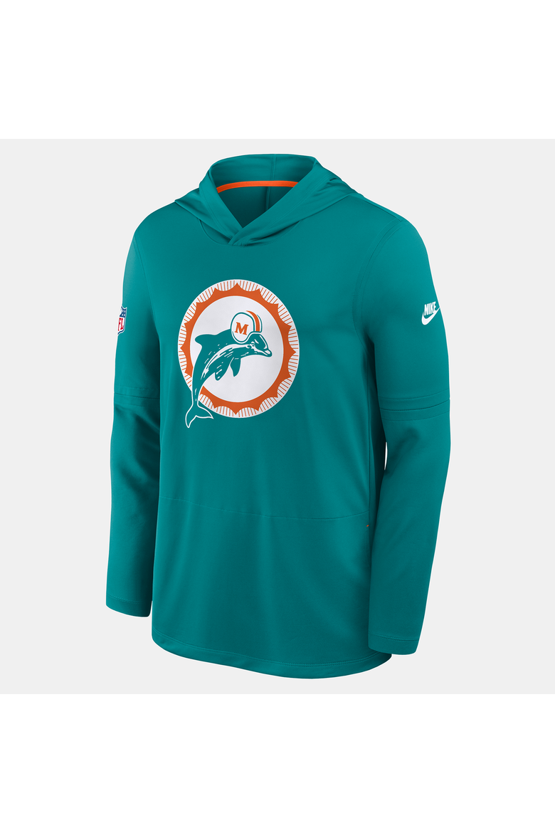 Men's Nike Aqua Miami Dolphins Sideline Alternate Lightweight Long Sleeve Hooded Dri-FIT T-Shirt, Alternate, color, Aqua