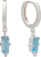 Murkani Huggies with Hanging Blue Topaz Baguette