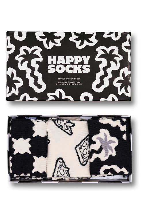 Happy Socks Assorted 3-pack Black & White Socks Gift Box In Black