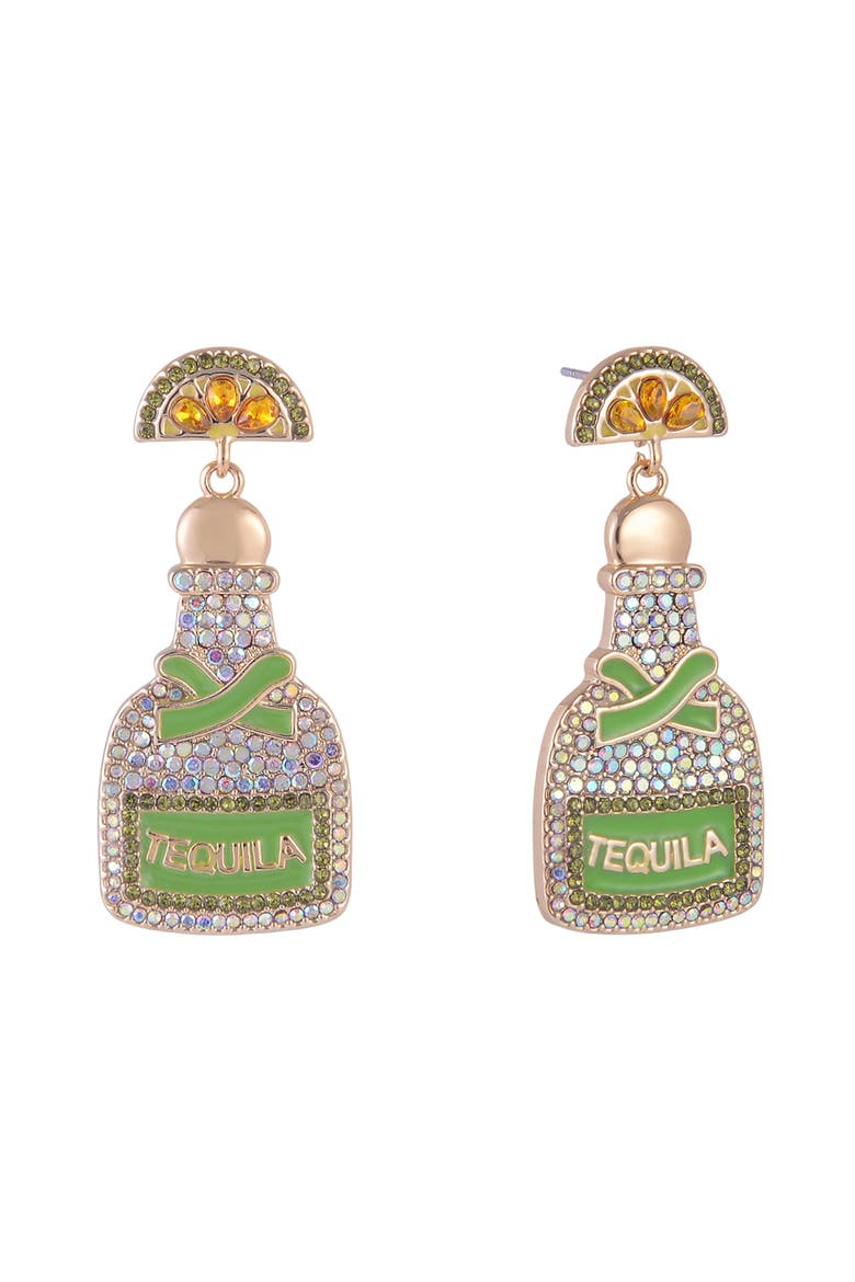 Stone and Enamel Tequila Earrings, Main, color, Green