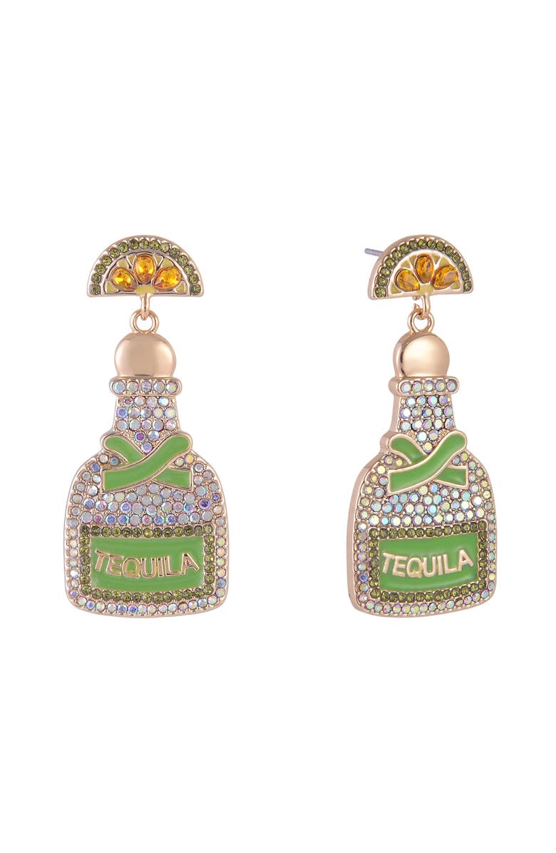 Hallmark Stone and Enamel Tequila Earrings, Main, color, Green