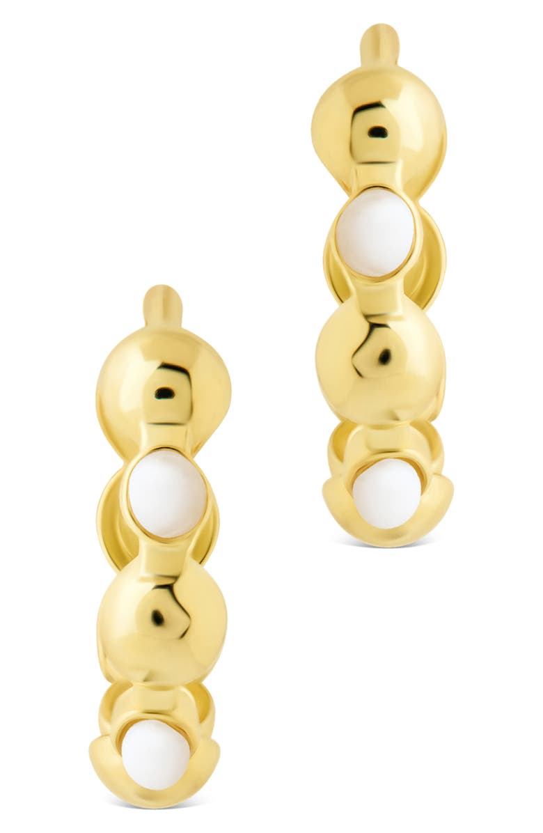 Sterling Forever Miranda Pearl Hoop Earrings, Alternate, color, Gold