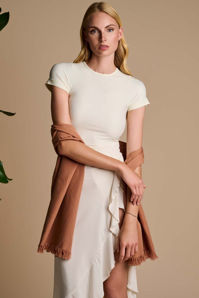 Melbourne Shawl with Fringed Hem, UPF 50+ Sun Protection, Alternate, color, Mocha Mousse