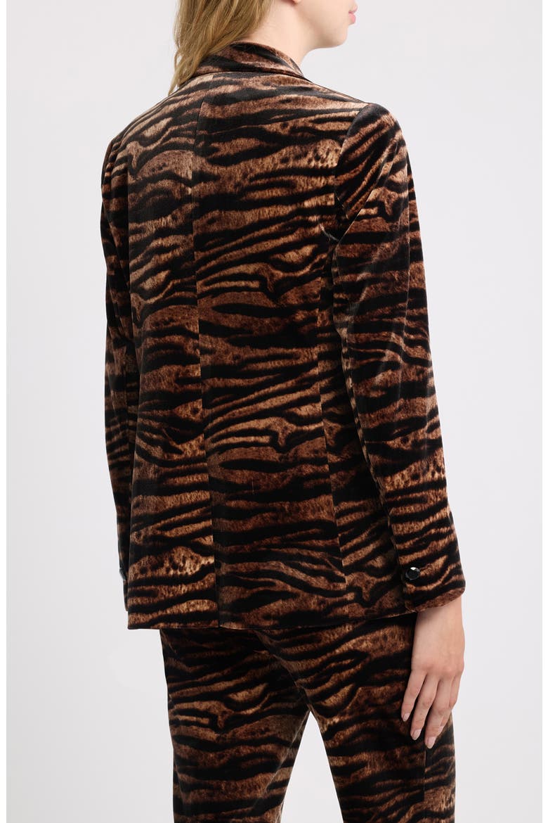 Animal Print One-Button Blazer, Alternate, color, ANNE BLACK/ BROWN MULTI