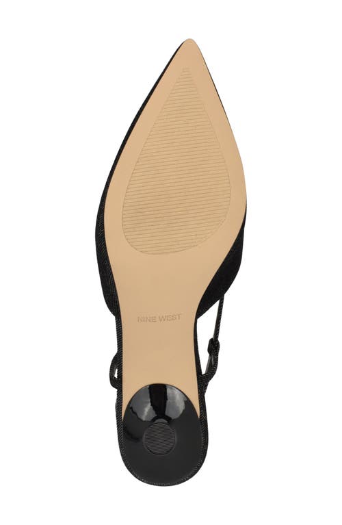 Nine West Rhonda Slingback Pointed Toe Kitten Heel Pump In Black Denim