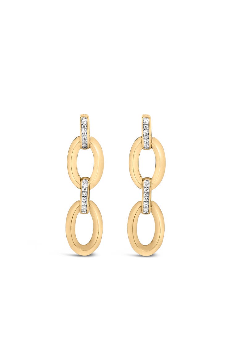 Gold Vermeil Diamond Accent Bold Oval Link Earring, Main, color, Silver