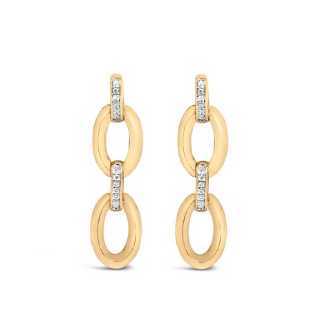 Gold Vermeil Diamond Accent Bold Oval Link Earring