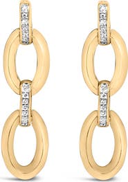Haus of Brilliance Gold Vermeil Diamond Accent Bold Oval Link Earring