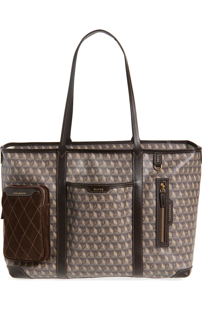 Anya Hindmarch I Am a Plastic Bag Recycled Coated Canvas In-Flight Tote, Main, color, Truffle