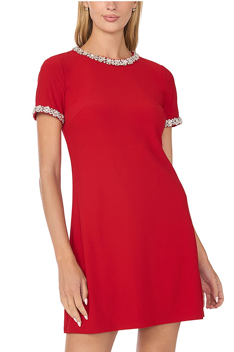 Embellished Shift Dress, Alternate, color, DEEP CRIMSON