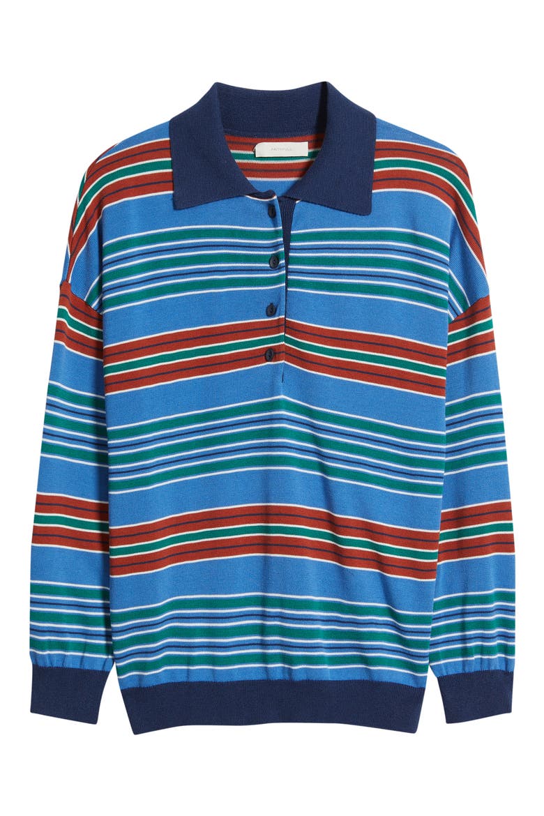 Harlow Oversized Striped Long Sleeve Polo, Alternate, color, JUAN STRIPE