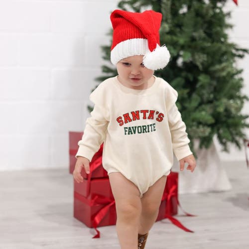 Sweet Wink Santa's Favorite Christmas Long Sleeve Romper In Brown