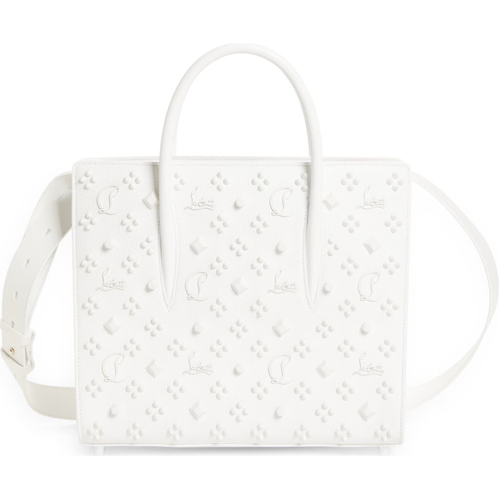 Christian Louboutin Medium Paloma Studded Leather Satchel In White