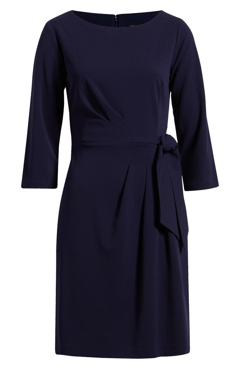 Tahari ASL Side Tie Long Sleeve Dress, Alternate, color, Midnight Navy