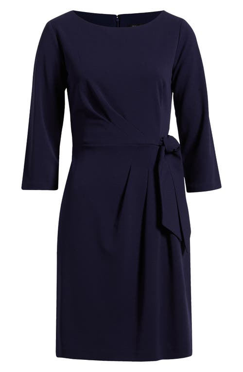 Tahari Asl Side Tie Faux Wrap Sheath Dress In Midnight Navy