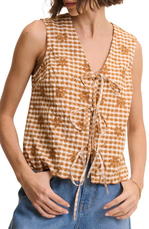 Tessa Embroidered Tie Front Vest
