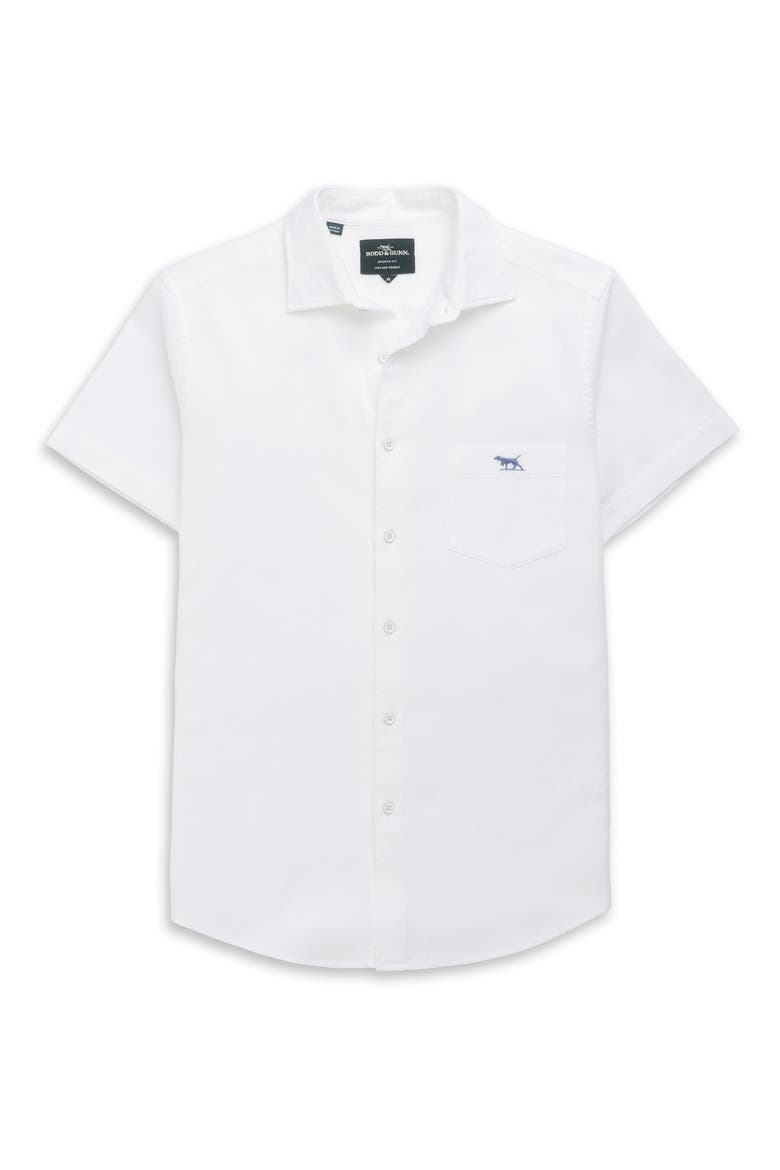 Airtex Short Sleeve Cotton Button-Up Shirt, Alternate, color, BLANC