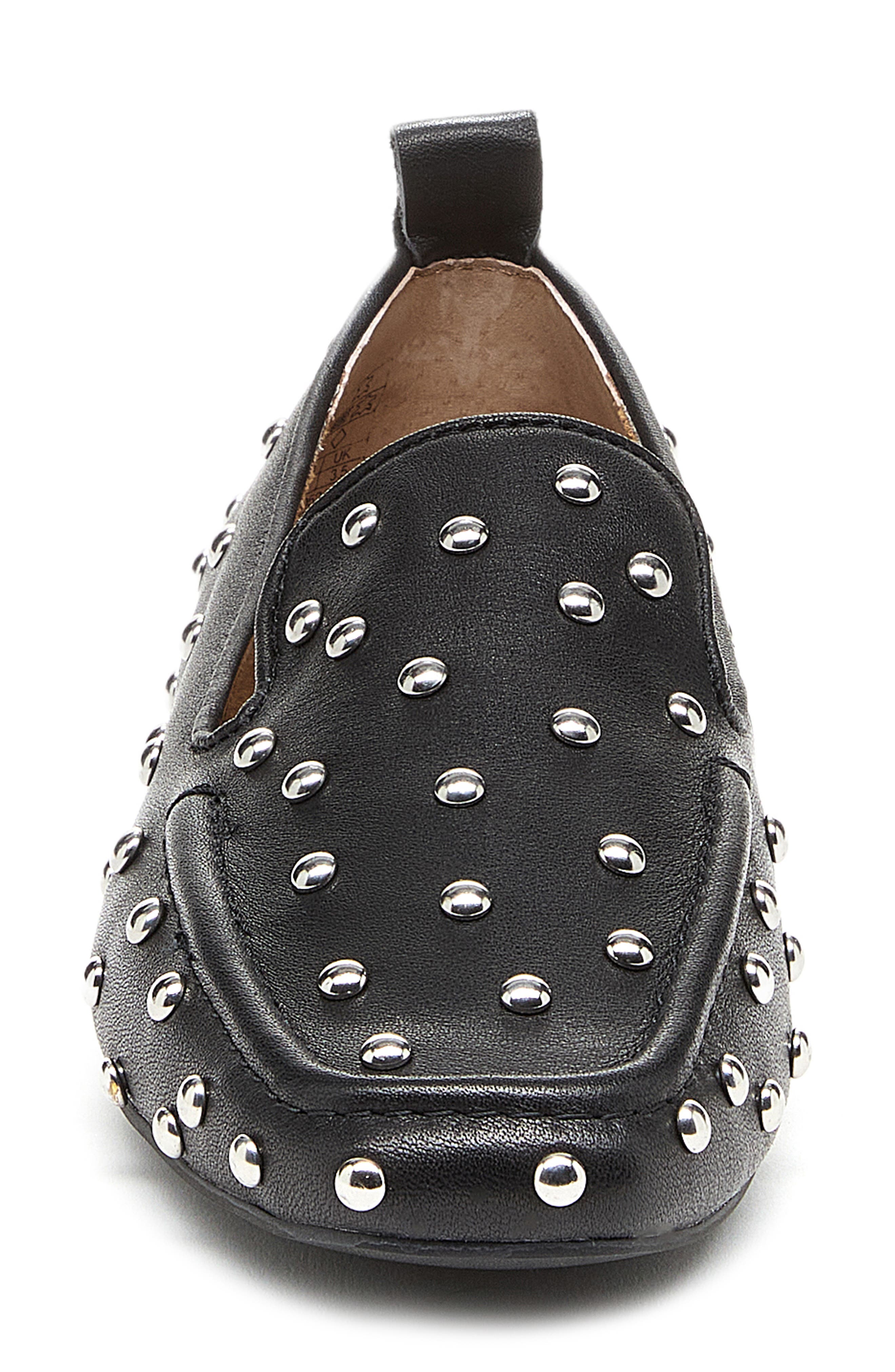 Kelsi Dagger Brooklyn Finley Studded Square Toe Flat, Alternate, color, Black