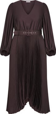 City Chic Amara Accordion Pleat Sateen Dress