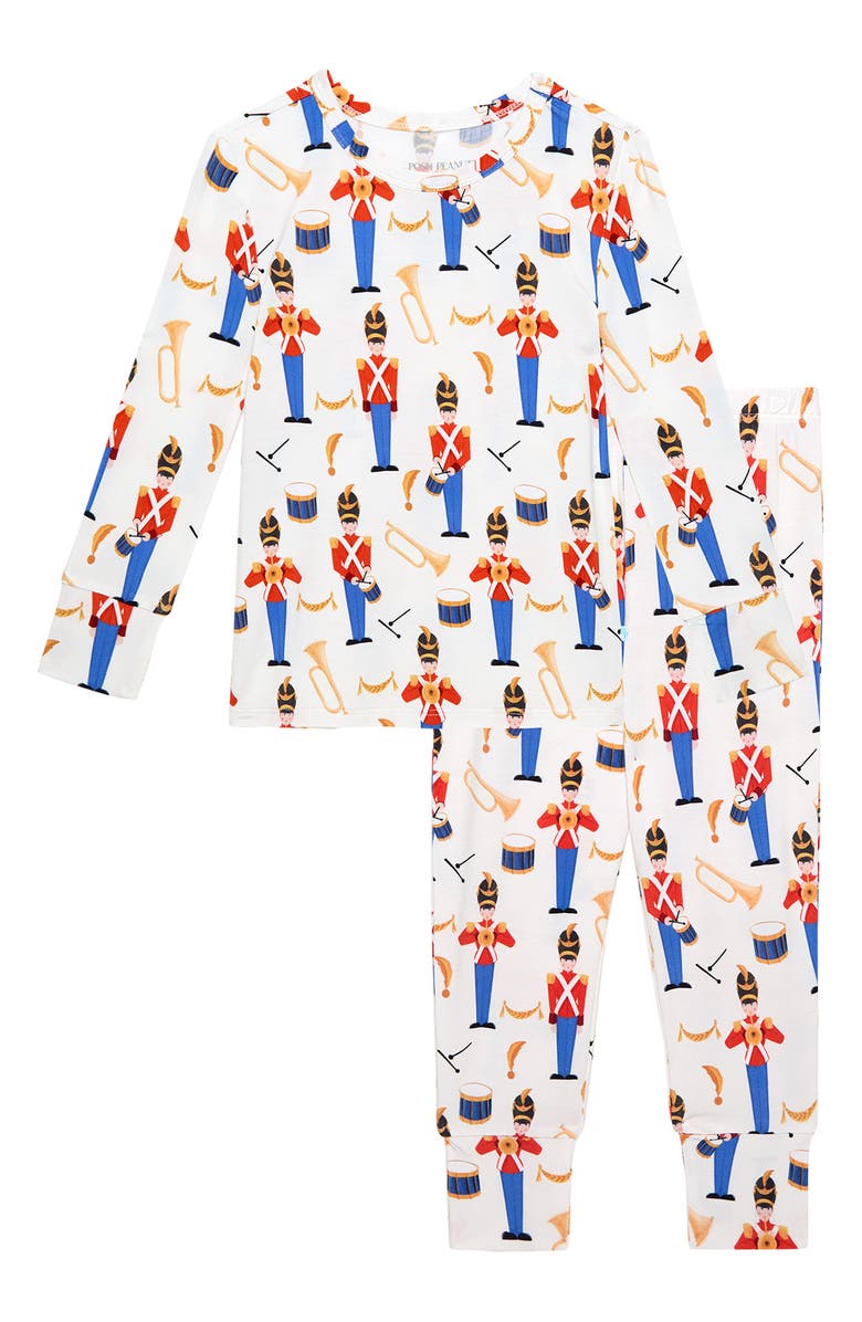 Posh Peanut Kids' Print Fitted Two-Piece Pajamas, Main, color, Bastian