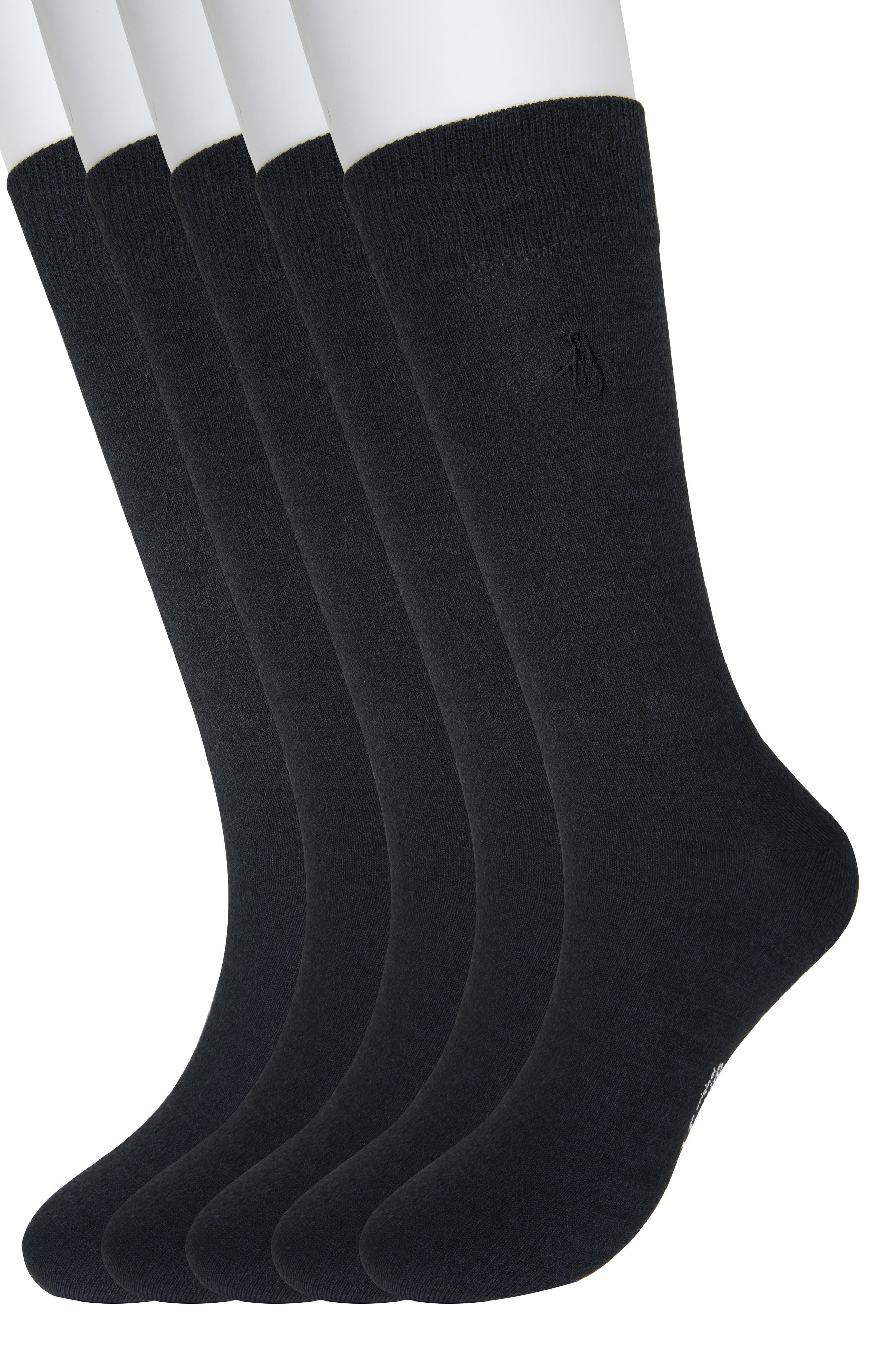 Original Penguin Solid Heather Mix 5-Pack Crew Socks