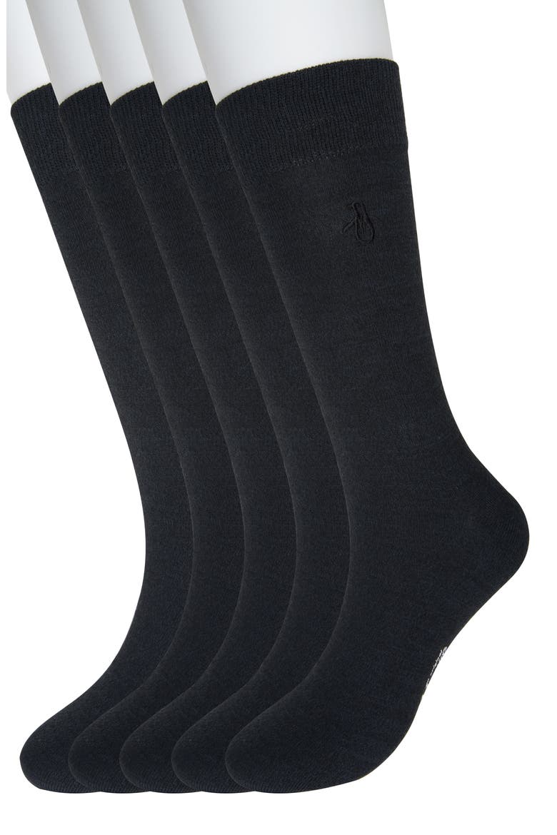 Solid Heather Mix 5-Pack Crew Socks, Main, color, BLACK