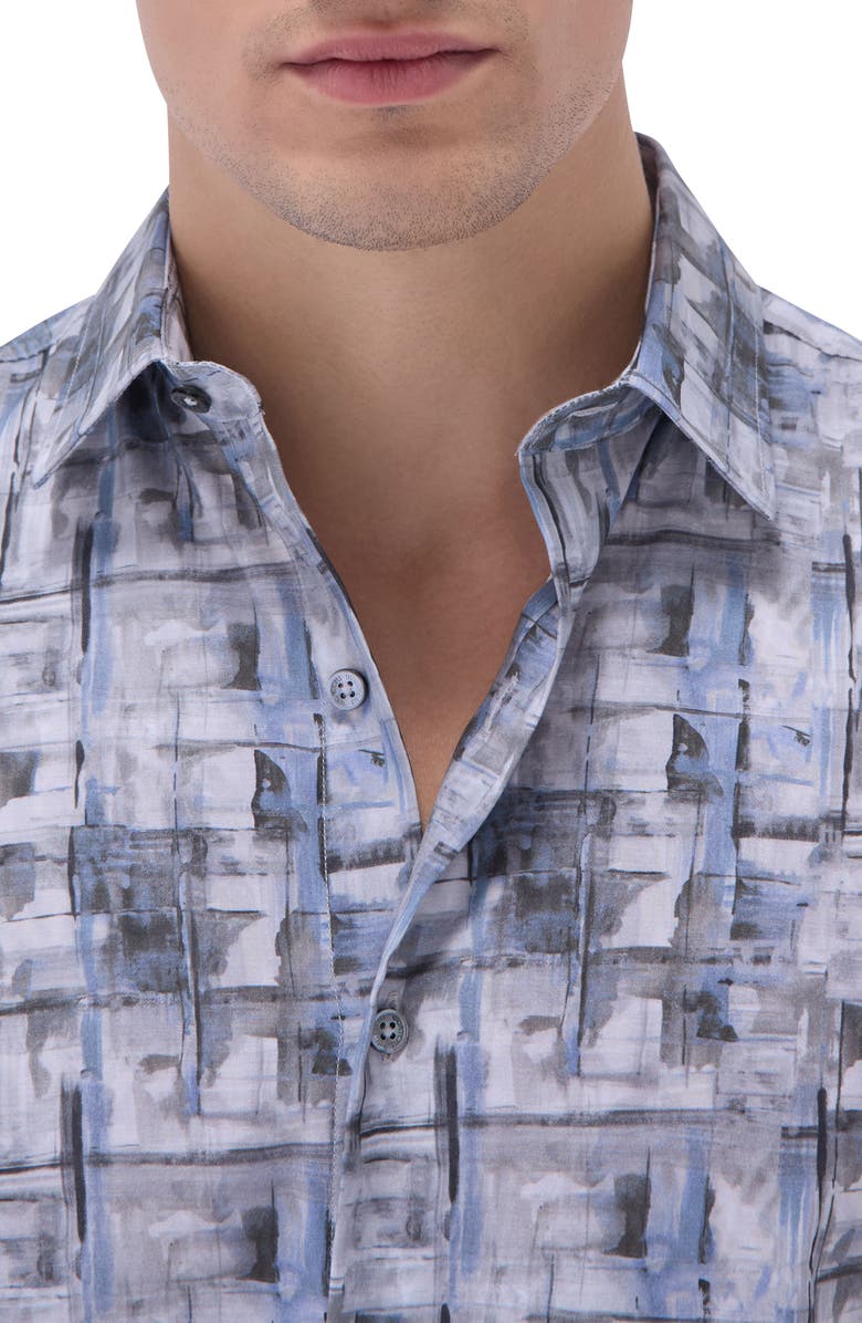 Bugatchi Julian Shaped Fit Stretch Cotton Button-Up Shirt, Alternate, color, Zinc