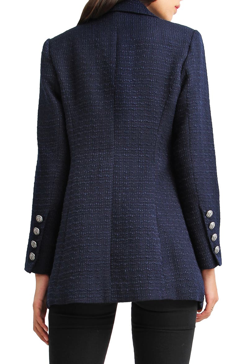 Princess Polly Textured Weave Blazer, Alternate, color, NAVY