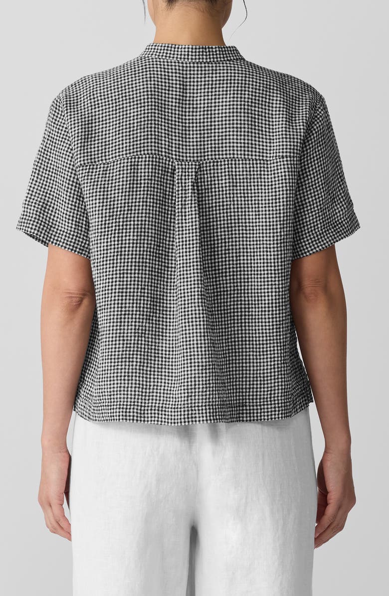 Eileen Fisher Check Print Organic Linen Shirt, Alternate, color, Black/ White