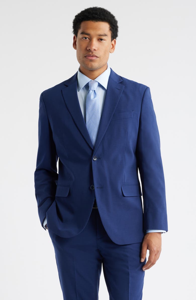 Nordstrom Henrik Trim Fit Solid Stretch Wool Suit Jacket, Main, color, Navy Peacoat