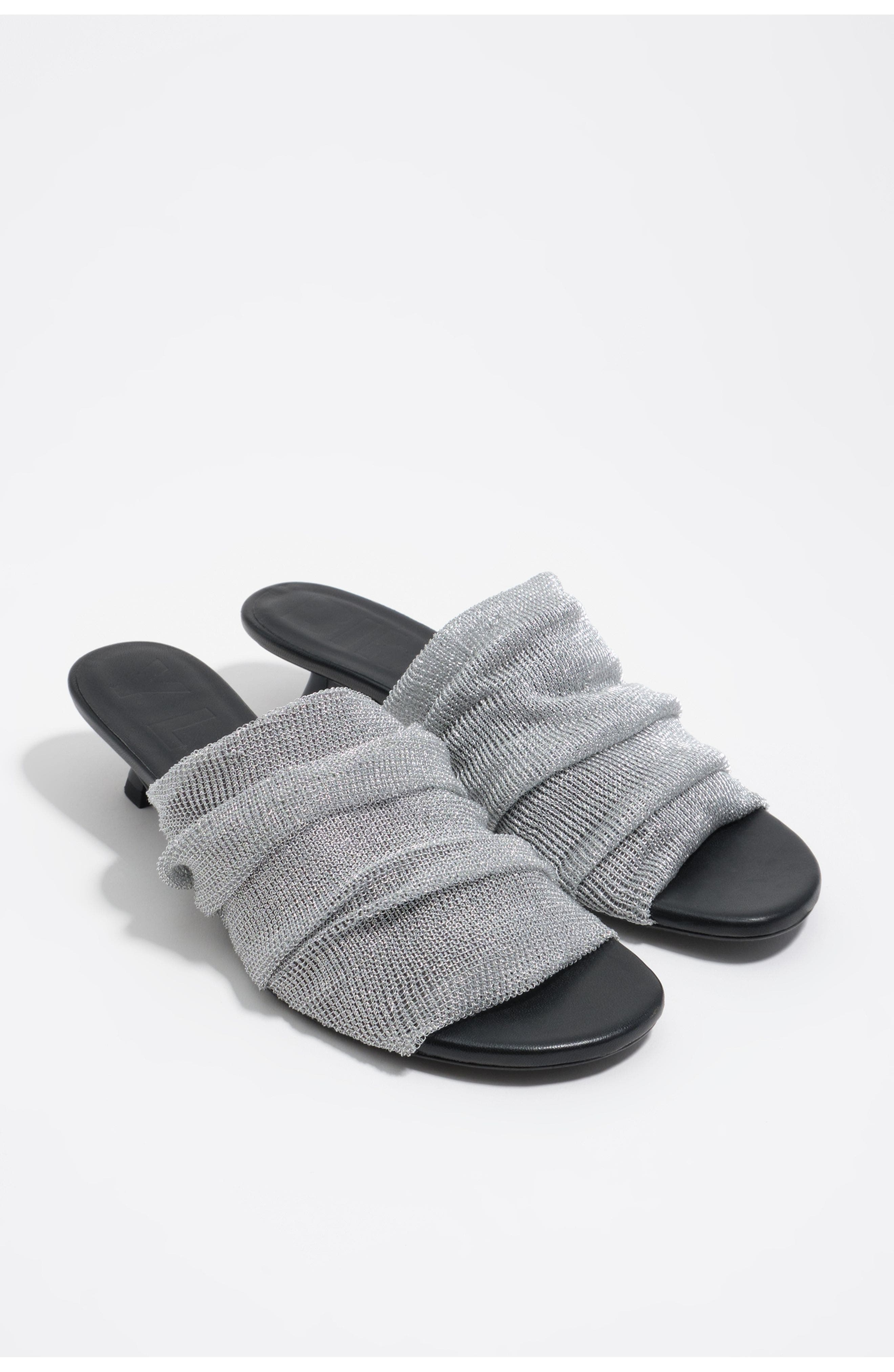 Bimba y Lola Mesh Low-Heel Sandals, Alternate, color, Silver